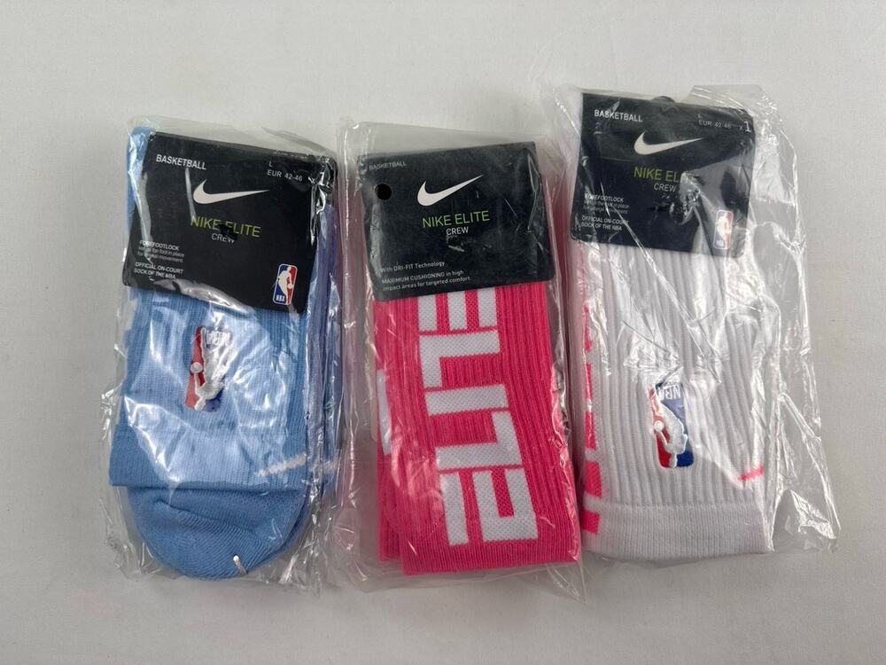 Nike Elite NBA Crew Socks 3 Pack L Blue Pink White